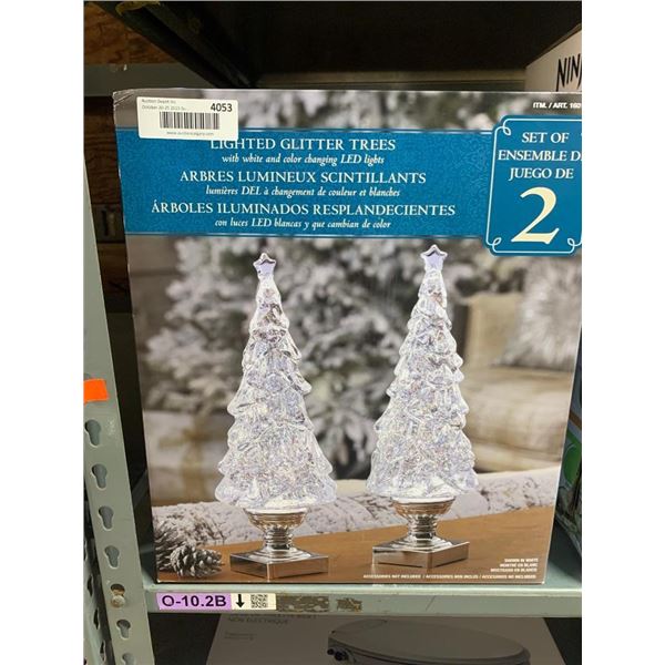 Lighted glitter trees with white and color changing LED lights