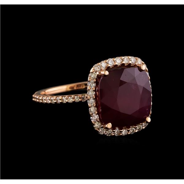 9.70 ctw Ruby and Diamond Ring - 14KT Rose Gold