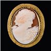 Image 3 : Vintage 14K Yellow Gold Carved Shell Cameo Hand Engraved Frame Brooch Pendant