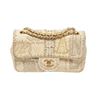 Image 1 : Chanel Beige White Canvas Tweed Medium Patchwork Jumbo Flap Shoulder Bag