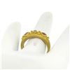 Image 8 : 14k Yellow Gold 0.55 ctw Square Blood Ruby Round Diamond Sandblasted Band Ring