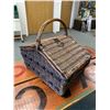 Image 1 : Nice Vintage Wicker Picnic Basket w/ Utensils. Great Shape