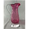 Image 1 : Very Nice 8" Tall Cranberry Jug