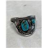 Image 1 : Fabulous 1980's Signed Navajo Sterling with Turquoise Cuff Bracelet Artist AY Alvin Yazzi
