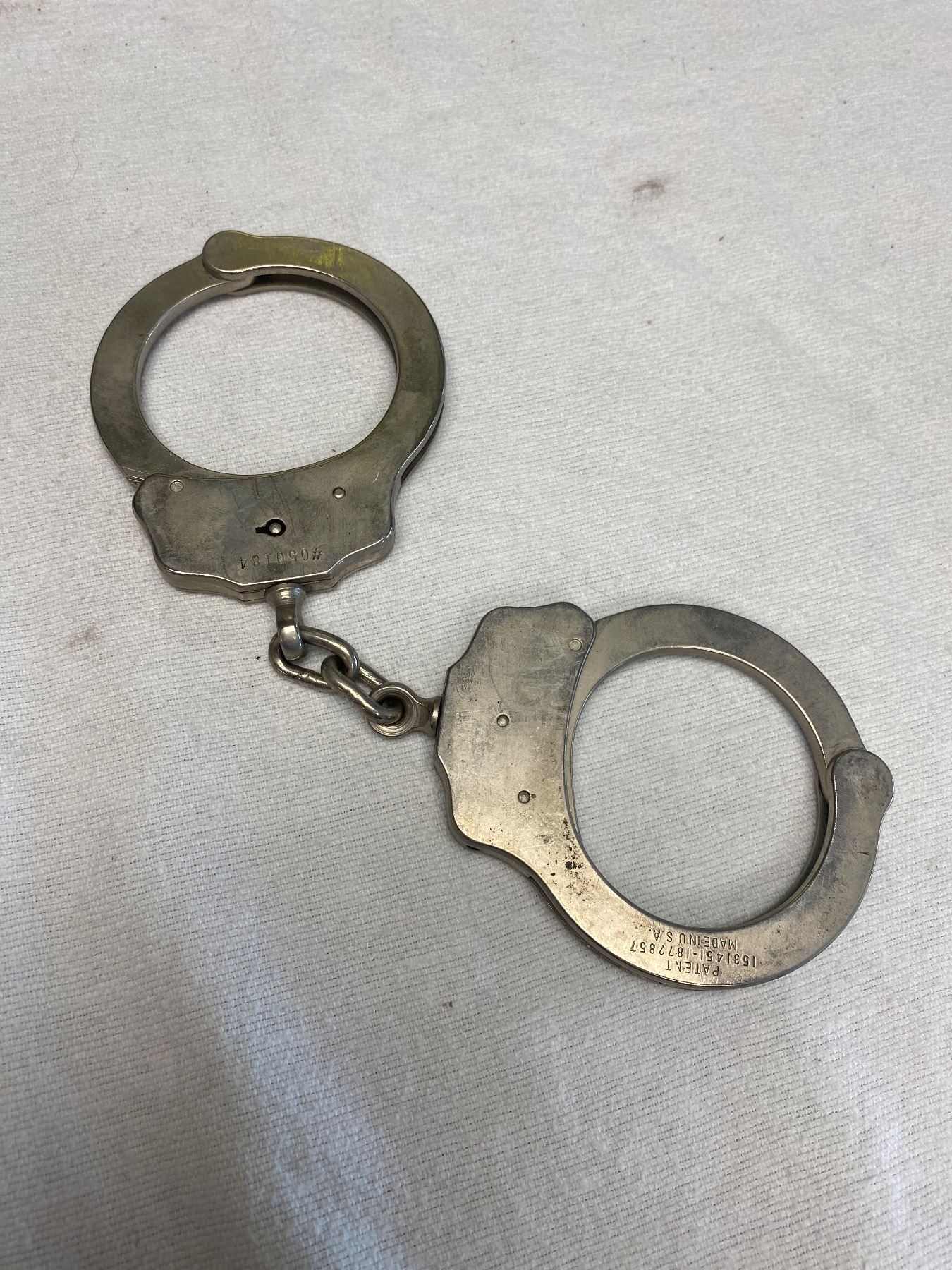 Perless Coth Vintage Peerless Handcuffs with Key & Bianchi Leather Pouch No. 35