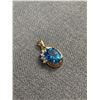 Image 2 : 14KT Yellow Gold Swiss Blue Oval Cut Topaz And Diamond Pendant 2.5 CT,  9 X 7 Topaz - Custom Made - 