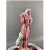 Image 3 : Royal Haeger Art Pottery Pink & Blue Console Bowl & Nymph Nude Frog- Sea Nympth 13.25" High Bowl 12.