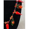 Image 2 : Murano Glass Beads, Leaves With Ladybugs, Apples & Chillies Adj Necklace 18 to 20". Ster;ing "S" Cla