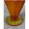 Image 2 : Cadmium Glowing Fenton Art Glass Amberina Basket Vase Diamond Quilt 11.5"x7" Stunning