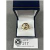 Image 1 : Custom 14K Solid Gold W / Diamond Ring, Size 7.5 - 5.8 Grams Statement Ring - Marked & Tested