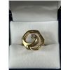 Image 2 : Custom 14K Solid Gold W / Diamond Ring, Size 7.5 - 5.8 Grams Statement Ring - Marked & Tested