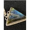 Image 2 : Vintage Sterling Silver .925 Blue Labradorite Statement Pendant 11.4 Grams .25" Thick, 1  5/8" X 1  