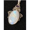 Image 2 : Vintage Sterling Silver .925 Moonstone Amethyst Pendant Beautiful 16 Grams 2.25" X 1.25" (Moonstone 