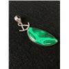 Image 2 : Beautiful Vintage Sterling Silver .925 Malachite Pendant 10.9 Grams 2.5" X .75"  - Marked & Tested