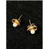 Image 3 : 10K Yellow Gold Pearl Teardrop Shaped Earrings & Small Pearl Flower Pendant - Marked & Tested