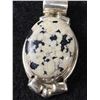 Image 2 : Vintage Sterling Silver Oval Dalmatian Jasper Pendant 17.3 Grams 1  3/4" X 7/8" - Marked & Tested