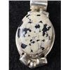 Image 2 : Vintage Sterling Silver Oval Dalmatian Jasper Pendant 17.3 Grams 1  3/4" X 7/8" - Marked & Tested