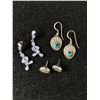 Image 1 : 3 Pairs Of Vintage Sterling Silver .925 Earrings Abalone, MOP,  Navajo Native American Bear Paws Are