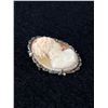 Image 2 : Vintage Genuine Cameo Pendant Brooch in 800 Silver Marcasite Frame on Sterling 9.3 Grams 1  2/3" X 1