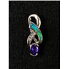 Image 1 : Solid 925 Sterling Silver Amethyst Opal Inlay Pendant 5.1 Grams 1  1/8"  - Marked & Tested