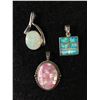 Image 1 : 3 Vintage Sterling Silver Pendants 10.4 Grams , 2 Opals & 1 Pink MOP - All Marked & Tested