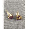 Image 2 : Pair of 14k Solid Gold With Amethyst Stones Stud Earrings Marked 585