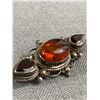 Image 2 : Lovely Vintage Sterling Silver with Amber Centre & Each Side Garnet Brooch