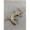Image 1 : Vintage Sterling Silver with Rhinestones Salamander Brooch. Solid 3" L