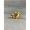 Image 2 : 2 tone with 14k Sold Gold Post Pair of Hoop Earrings. Beautiful Condition