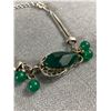 Image 2 : 925 Sterling Silver with Green Stone Bracelet. Unusual Design in Good Condition 7" L