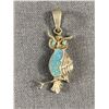 Image 1 : Lovely Sterling Silver with Opal Stones Owl Pendant. 1.5" Total Length Original Patina