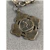 Image 2 : Antique Sterling Silver ( Tested Pocket Watch Chain with Fob. Original Patina