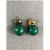 Image 2 : Pair of Vintage 925 Sterling Silver Green Balls Dangle Earrings Designer Marks on Both Beads