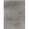 Image 1 : Great 925 Sterling Silver Circle Design Extra Length Necklace 22"L Original Patina
