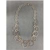 Image 1 : Great 925 Sterling Silver Circle Design Extra Length Necklace 22"L Original Patina