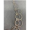 Image 2 : Great 925 Sterling Silver Circle Design Extra Length Necklace 22"L Original Patina