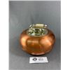 Image 1 : Very Unique Large Copper Curling Rock Ashtray Approx 4" Tall 6" Diamter. Made in Canada Stamped on B