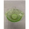 Image 2 : Very Nice 9" Diameter 3" Tall Uranium Glass Bowl w/ Handles