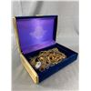 Image 1 : Fabulous Vintage Blue Velvet Jewel  Box with Costume Jewelry Contents