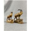 Image 2 : 2 Incredible Hand Carved Figures Of Mountain Sheep/Goats ? 1940's