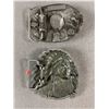Image 2 : 2  Native Belt Buckles with Indian Chiefs on Them