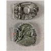 Image 2 : 2  Native Belt Buckles with Indian Chiefs on Them