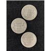 Image 1 : 3 - Silver Canadian 50 Cent Coins 1943-1957-1958