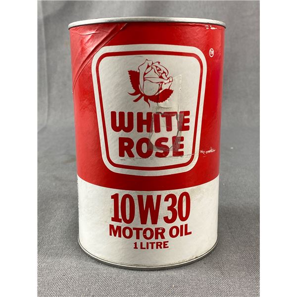 Vintage White Rose Composite Oil 1 Litre Oil Can w/ Contents