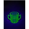 Image 1 : Vintage Uranium Glass Double Handle Mug. Approx. 3 1/2" H