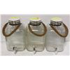 Image 1 : LOT OF 3 GLASS BEVERAGE DISPENSER WITH ROPE HANDLE