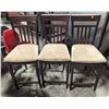 Image 1 : LOT OF 3 WOOD & MICROFIBER BAR CHAIRS