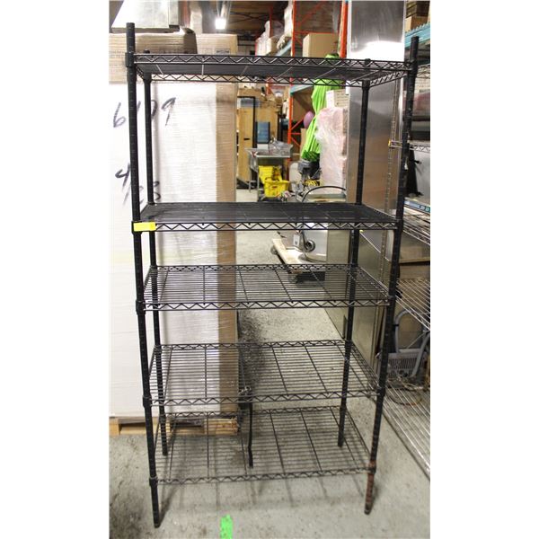 5-TIER BLACK WIRE RACK ON CASTERS 36  X 18  X 72 