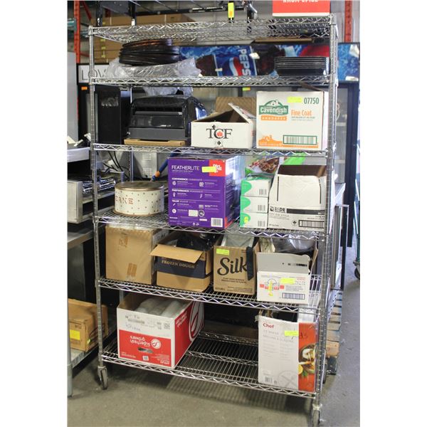 CONTENTS OF RACK; PIZZA PANS/ BAKING SUPPLIES/