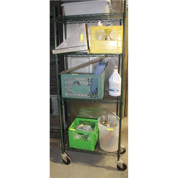 SMALL GREEN METRO RACK ON WHEELS